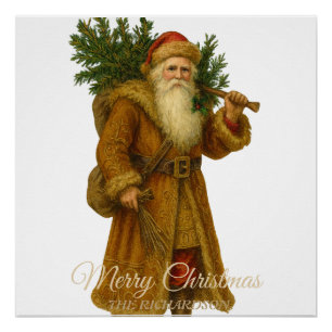 Rustikaler Vintager Santa   Klassischer Viktoriani Poster