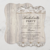 Rustikaler Vintager Spitzen- und Holzkohle Jungges Einladung (Vorne/Hinten)