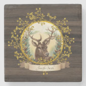 Rustikaler Vintager STAG Personalisierter Stein Steinuntersetzer (Vorderseite)