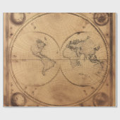 Rustikaler Vintager Weltkarte Globe Geschenkpapier (Flach)
