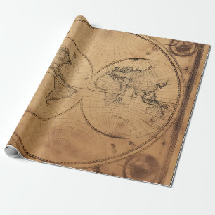 Rustikaler Vintager Weltkarte Globe Geschenkpapier