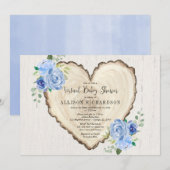 Rustikaler Virtual Baby-Kinderdusche Valentinstag Einladung (Vorne/Hinten)