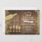 Rustikaler Vorrat das Bar-Verlobungs-Partygold Einladung (Vorderseite)