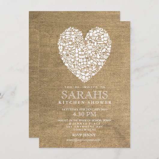 Rustikaler Vorrat das Küchen-Brautparty-Party Einladung (Vorne/Hinten)