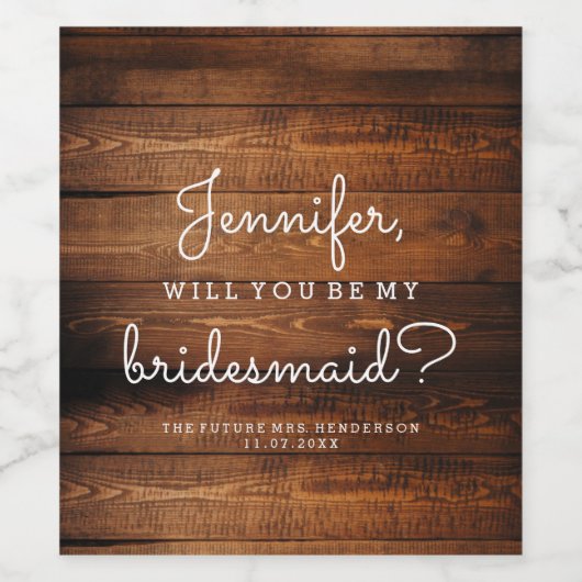 Rustikaler Vorschlag für eine Holzbrücke Weinetikett (Einzelnes Label)