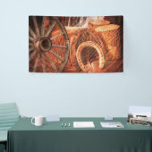 Rustikaler Wagenrad-Hufeisen Western Style Banner (Messeveranstaltung)