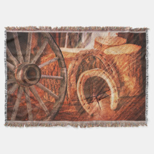 Rustikaler Wagenrad-Hufeisen Western Style Decke