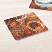 Rustikaler Wagenrad-Hufeisen Western Style Rechteckiger Pappuntersetzer (angewinkelt)