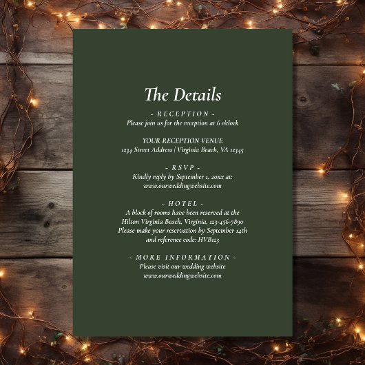 Rustikaler Wald am See - alles auf einer Hochzeit Einladung