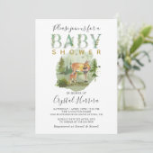 Rustikaler Wald Aquarell Hirschdusche Einladung (Stehend Vorderseite)