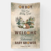 Rustikaler Wald Bearly Wait Baby Dusche Willkommen Banner (Vertikal)