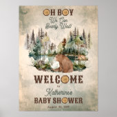 Rustikaler Wald Bearly Wait Baby Dusche Willkommen Poster (Vorne)