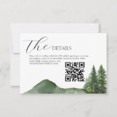 Rustikaler Wald Bergwald Hochzeitsdetails RSVP Karte (Vorderseite)