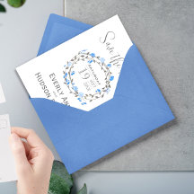 Rustikaler Wald Blue Peony Wreath Save the Date