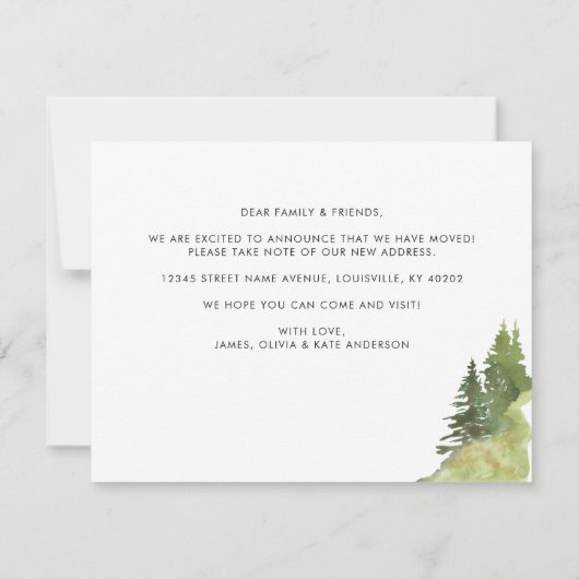 Rustikaler Wald, den wir bewegt haben neue Zuhause Ankündigung (Rückseite)