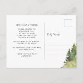 Rustikaler Wald, den wir bewegt haben neue Zuhause Ankündigungspostkarte (Rückseite)