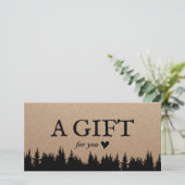 Rustikaler Wald Elegant Kraft Geschenkgutscheine (Stehend Vorderseite)