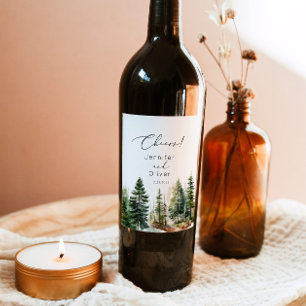 Rustikaler Wald elegante Cheers Wedding Weinetikett