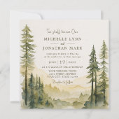 Rustikaler Wald Evergreens Christliche Hochzeit Einladung (Vorderseite)