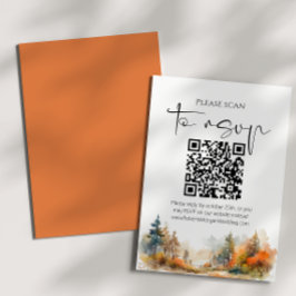 Rustikaler Wald Herbstwald QR-Code Hochzeit RSVP Karte