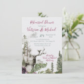 Rustikaler Wald Hirsche Probe Abendessen Einladung (Stehend Vorderseite)