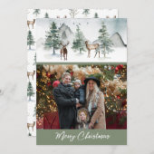Rustikaler Wald Hirschfoto Weihnachtskarten Feiertagskarte (Vorne/Hinten)