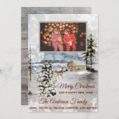 Rustikaler Wald Hirschhütte Foto Weihnachtskarte (Vorne/Hinten)