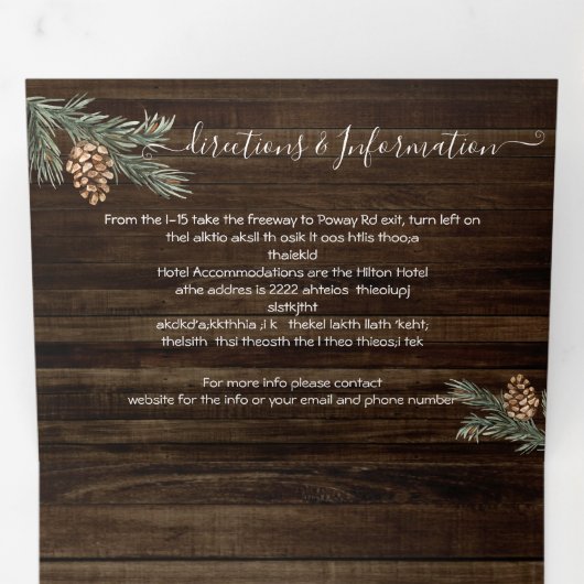 Rustikaler Wald Hochzeit dreifach Einladung (Innen Erste Seite)