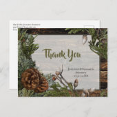 Rustikaler Wald Hochzeit dunkles Holz Evergreen Bo Postkarte (Vorne/Hinten)