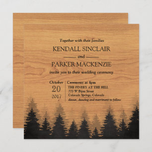 Rustikaler Wald Hochzeitsempfang 5,25 x 5,25 Einladung