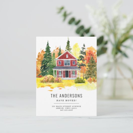 Rustikaler Wald im Haus, den wir bewegt haben Ankündigungspostkarte (Stehend Vorderseite)