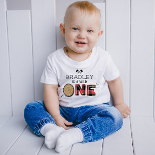 Rustikaler Wald Kariert Lumberjack Boys 1. Geburts Baby T-shirt