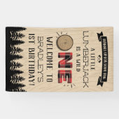Rustikaler Wald Kariert Lumberjack Boys 1. Geburts Banner (Horizontal)