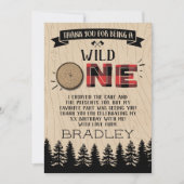 Rustikaler Wald Kariert Lumberjack Boys 1. Geburts Dankeskarte (Vorderseite)