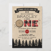 Rustikaler Wald Kariert Lumberjack Boys 1. Geburts Einladung (Vorderseite)