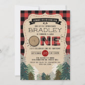 Rustikaler Wald Kariert Lumberjack Boys 1. Geburts Einladung (Vorderseite)