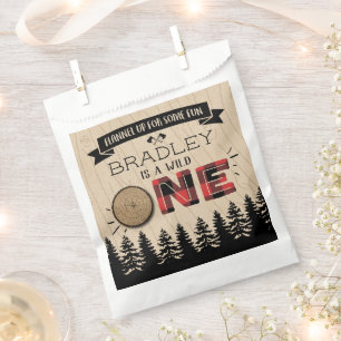 Rustikaler Wald Kariert Lumberjack Boys 1. Geburts Geschenktütchen