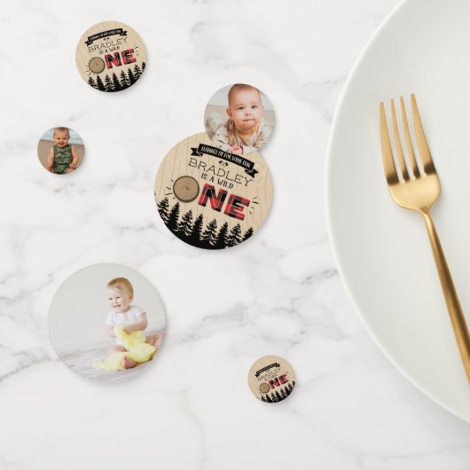 Rustikaler Wald Kariert Lumberjack Boys 1. Geburts Konfetti (Gruppe)