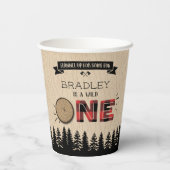 Rustikaler Wald Kariert Lumberjack Boys 1. Geburts Pappbecher (Rückseite)