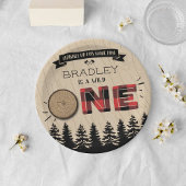 Rustikaler Wald Kariert Lumberjack Boys 1. Geburts Pappteller