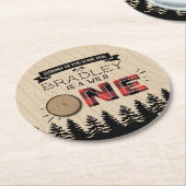 Rustikaler Wald Kariert Lumberjack Boys 1. Geburts Runder Pappuntersetzer (Angewinkelt)