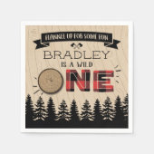 Rustikaler Wald Kariert Lumberjack Boys 1. Geburts Serviette (Vorderseite)