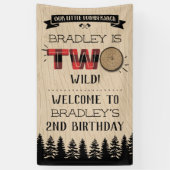 Rustikaler Wald Kariert Lumberjack Boys 2. Geburts Banner (Vertikal)