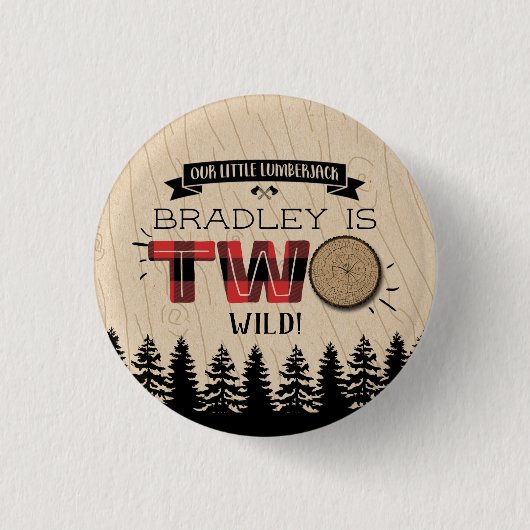 Rustikaler Wald Kariert Lumberjack Boys 2. Geburts Button (Vorderseite)