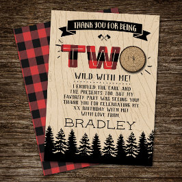 Rustikaler Wald Kariert Lumberjack Boys 2. Geburts Dankeskarte