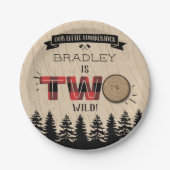 Rustikaler Wald Kariert Lumberjack Boys 2. Geburts Pappteller (Vorderseite)