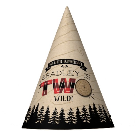 Rustikaler Wald Kariert Lumberjack Boys 2. Geburts Partyhütchen (Vorderseite)
