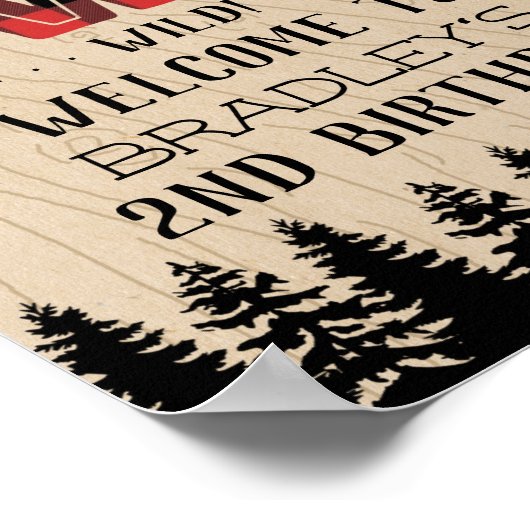 Rustikaler Wald Kariert Lumberjack Boys 2. Geburts Poster (Ecke)
