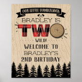 Rustikaler Wald Kariert Lumberjack Boys 2. Geburts Poster (Vorne)