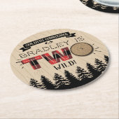 Rustikaler Wald Kariert Lumberjack Boys 2. Geburts Runder Pappuntersetzer (Angewinkelt)